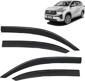 KINGSWAY Accessories Side Window Door Visor Only Compatible with Toyota Innova Hycross Year 2023 Onwards All Model, Premium Range Unbreakable Car Rain Guard Side Rear Wind Deflectors, Set of 4 Pcs