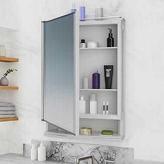 - Premium Bathroom Cabinet with Mirror and Large Storage Space| Strong Plastic Wall Shelf, Accessories Organizer| Multipurpose Bathroom Shelves Organiser, Decorative Prime Look - White