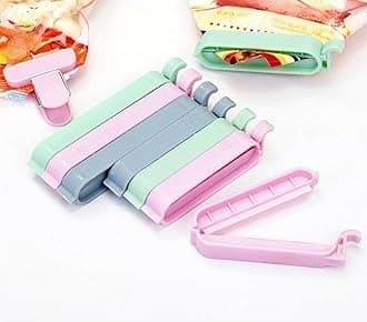 Bag Clips for Food Storage, 12Pcs, Multicoloured, Reusable Plastic, Small, 2 Types & 3 Colors, Snacks, Coffee, Food & Sandwich