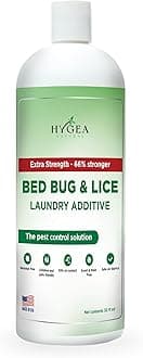 Hygea Natural Lice & Bed Bug Extra Strength Laundry Additive - Environmentally Responsible, Odorless & Stain-Free Liquid Laundry Treatment - Safe for Children & Pets - Any Water Temperature (32 oz)