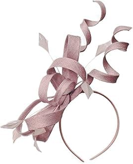 CapriliteSinamay Headband Swirl Fascinator For Women Wedding Ascot Races (Dusty Pink)