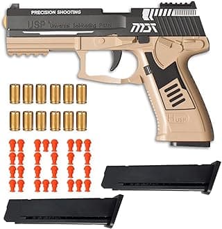 Shell Ejecting Toy Gun, Automatic Pull Back Action Shooting Games Education Model Toy for Kids Gifts