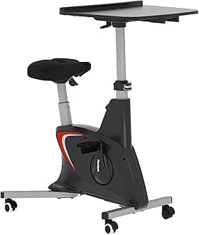 Exercise Bike with 2D Desktop, Space Saving Under Desk Bike with Removable Desk, Stationary Bikes Indoor Bikes with 300LBS Heavy Duty 8-Level Resistance Flywheel Optional LCD, V9PRO/V9MAX