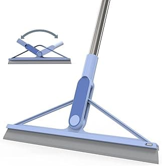 KOLLIEE Rubber Floor Squeegee Broom 61'' Long Handle Shower Squeegee for Floor with 120° Adjustable Head for Tile Concrete Deck Bathroom Window Garage