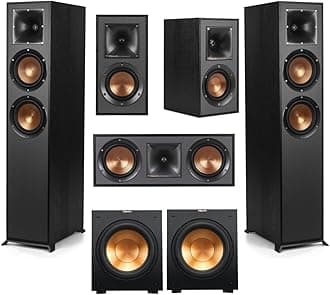 Klipsch Reference 5.2 Home Theater Pack with R-620F Floorstanding Speakers, R-12SW Subwoofer, R-52C Center Channel Speaker, R-41M Bookshelf Speakers - Black