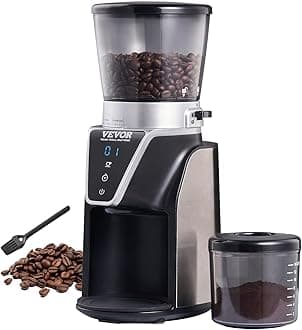 VEVOR Conical Burr Grinder, Electric Adjustable Burr Mill with 51 Precise Grind Setting, 9.7-Ounce 13 Cups Coffee Bean Grinder, Perfect for Drip, Mocha, Hand Brew, French Press, Espresso, Silver