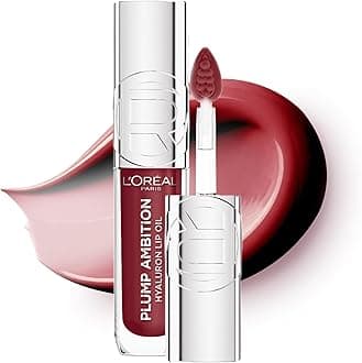 L'Oreal Paris Lip Oil, Plump Ambition with Hyaluronic Acid & Tripeptides, Smoother & Plumper Lip Appearance, Glass-Like Finish, Shade 490 Berry Jolie, 5ml