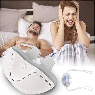 Anti-snoring Device,Electric Snore Stopper, Adjustable Wind Speed Double Eddy Current,Mini CPAP Anti Snoring Electronic Device for Men and Women to Improve Breathing and Sleep,White