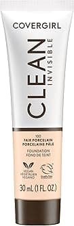 Clean Invisible Foundation Makeup, Dewy & Glowy Natural Finish, Buildable Coverage, Skin-Like Smooth Look, Vegan, Fair Porcelain, 1oz