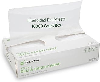 Restaurantware-RW Base 10.75 x 10 Inch Plastic Deli Sheets, 10000 Interfolded Butcher Plastic Wraps - Pre-Cut, Disposable, Clear Sandwich Wrap Sheets, Microwavable, Freezable