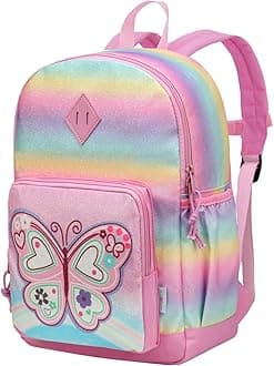 VASCHY Toddler Kids Backpacks Girls, Cute Water Resistant Giltter Rainbow Butterfly Daycare Bags for Preschool Kindergarten,Rucksack School bag Bookbag for Children