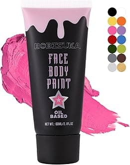 BOBISUKA Pink Face Body Paint, High Pigmented Oil-based Painting Kit, Creamblend Facepaint for Sugar Skull Makeup, Clown Halloween Cosplay, Costume, SFX Special Effect and Theme Parties（2.1 Fl.oz）
