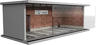 Hot Wheels Display Case - 1/64 Scale Die-cast Model Car Display Case with LED Light and Acrylic Cover, Hot Wheels Parking Garage Dioramas with 6 Parking Spaces