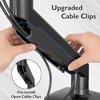 BONTEC Single Armed Monitor Desk Mount for 13-32 Inch Screen, Ergonomic Gas Spring Arm with Tilt, Swivel Rotation and Cable Management, VESA 75/100mm