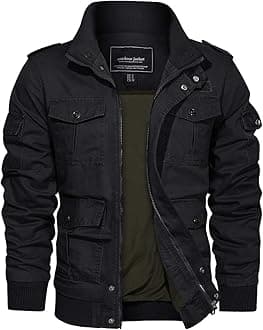 Men's Casual Cotton Military Bomber Jacket Winter Outerwear Windbreaker Cargo Jacket Multi Pockets