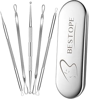 TAYTHI Bestope Blackhead Remover Pimple Acne Extractor Tool With Metal Case (Silver)