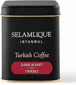 SELAMLIQUE ISTANBUL Dark Roast Flavoured Ground Turkish Coffee | Finely Ground for Smooth Brew | Premium Arabica Beans | Stone-Milled Medium Roast | Authentic Spiced Turkish Coffee – 125g Box