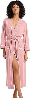 HEARTNICE Womens Cotton Robe, Soft Kimono Spa Knit Long Bathrobe Lightweight Loungewear
