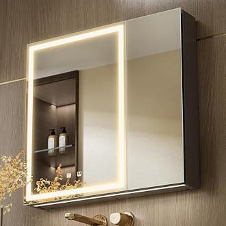 LED Lighted Bathroom Medicine Cabinet with Sockets & USBs, Defogger, Dimmable, 3 Color Light Makeup Mirror, Easy to Install, Wall Mounted Cabinet (2 Door-30 * 28)