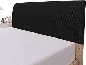 Stretch Bed Headboard Cover,Small Square Jacquard Headboard Slipcover, Dustproof Bed Head Cover for Bedroom (Full,Black)