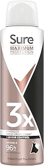 Sure Maximum Protection Invisible Anti-Perspirant Aerosol women's deodorant spray with 3x stronger* sweat protection for 96-hour sweat and odour protection 150 ml