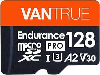Vantrue 128GB U3 V30 Class 10 MicroSDXC UHS-I 4K UHD Video Monitoring Memory Card with Adapter for Dash Cams, Body Cams, Action Camera, Other Surveillance & Security Cams