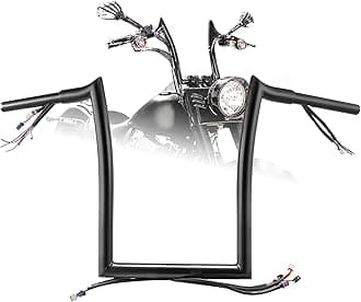 TIGERSGATE PRE-WIRED 14" Rise Ape Hangers 1 1/4" Fat Softail Mercenary Handlebars Kit for 2018-Up Harley Breakout & 2018-Up Fatboy & 2017-later Road King Special （Black）
