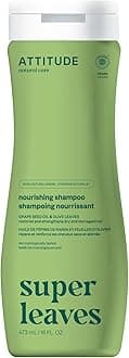 ATTITUDE Nourishing Hair Shampoo, EWG Verified, For Dry and Damaged Hair, Naturally Derived Ingredients, Vegan and Plant Based, Grapeseed Oil and Olive Leaves, 16 Fl Oz