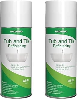 NADAMOO White Bathtub and Tile Refinishing Spray Paint Kit, 450ml (2 Pack), Semi-Gloss DIY Coating for Porcelain, Fiberglass, and Sinks