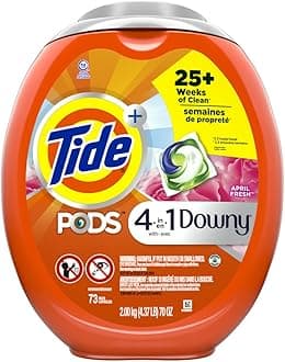 PODS 4 in 1 with Downy, Laundry Detergent Soap PODS, April Fresh Scent, 73 Count, Packaging May Vary