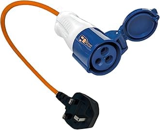 Double Dragon UK Caravan Trailer Hook-Up Lead, Fly Lead, 13A Plug to 16A Socket Adapter, 230V UK Electric Mains Adapter, Caravan Trailer Campervan Site Connector, With 3 Pin UK Ease Fuse Replace Plug