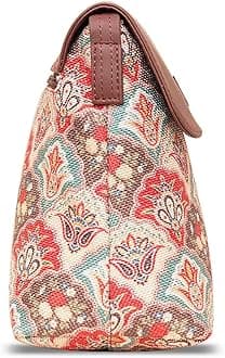 ZOUK Mughal Art Multicolor Motif Printed Women's Hand Crafted Vegan Leather Multicolour Flap Sling Bag