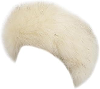Winter Fluffy Faux Fur Headband Hat Ear Warmer Head Wrap Head Warmer for Women (Beige with Brown Tips)