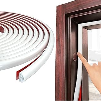 236"/6M White D-Shape Rubber Door Seal Upvc Window Weather Stripping Replacement for 2.5-6mm Gap,Self Adhesive PVC SoundProofing Door Frame Strip Draft Excluder,Insulation Tape Noise Wind Blocker