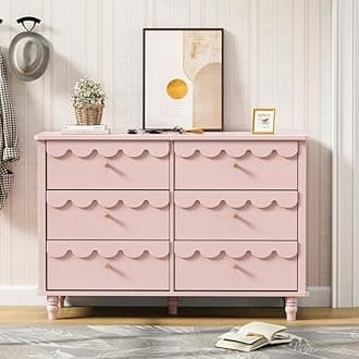 TBIC Elegant Versatile 6 Drawer 43.1" W Laced Dresser (Pink)