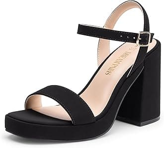 DREAM PAIRS Heels for Women Block Chunky Platform High Heels Open Toe GISELLE Fashion Wedding Party Evening Prom Dance Ankle Strap Dress Pump Sandals Shoes