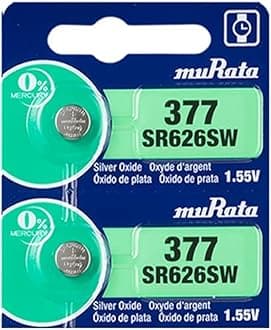 Murata 377 SR626SW Battery 1.55V Silver Oxide Watch Button Cell - Replaces Sony 377 (2 Batteries)