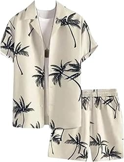 Mens Rayon Co-Ord Set Regular Fit Night Dress (DT-MS-6099&SH-171_OffWhite_L)