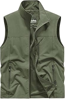 Men's Softshell Vest Outerwear Zip Up Sleeveless Quick Dry Fishing Vests Outdoor Casual Multi Pocket Jacket for Hiking Golf