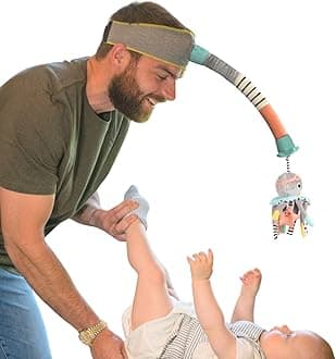 DINGLE DANGLE - Diaper Changing Distractor - Diaper Changing Helper Headband, Baby Mobile, & Sensory Rattle. Newborn Essentials Must Haves - Great Baby Registry or Shower Gift - Featured on Shark Tank