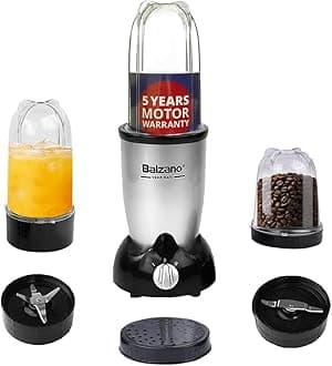 Bullet Mixer Grinder 500W, 3 Jars, 2 Blades, 2 Lids, Italian Premium Brand, Pulse Function, Blender for Smoothies and Juices/Smoothie Maker, Portable Blender, Grinder for Kitchen, Silver