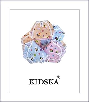 KIDSKA Washable and Reusable Nappy for Babies/Cotton Diapers for babies/Cotton Nappies for babies, Multi Color, 0-6 Month- Set of 18 Pcs