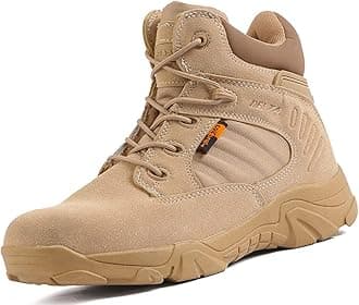 2021 Shoes Work Utility Footwear Military Tactical Mens Army Outdoor Sports Camping Hiking Work Combat Lace Up Breathable High Top Side Zipper Desert Leather Shoe Boots