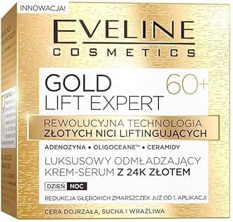 Eveline Cosmetics Gold Lift Expert Luxury Rejuvenating 24k Gold Serum Cream for Mature, Dry & Sensitive Skin - Day & Night Lifting Treatment with Collagen-Boosting Technology