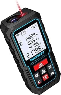 Laser Measure Device, MiLESEEY 393ft Digital Laser Tape Measure with Upgrade Electronic Angle Sensor, 2mm Accuracy, Area Measurement,Volume and Pythagoras, 2" LCD Backlit,Mute, Battery Included