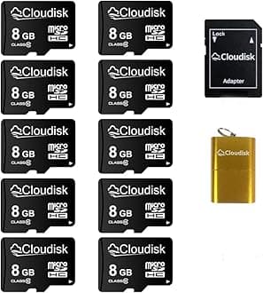 Pack of 10 Micro SD Card 8GB Flash Memory Card C10 A1 U1 Micro SDHC with SD Adapter, Card Reader (8GB)