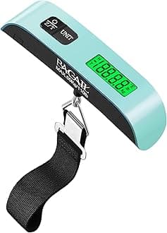 Digital Luggage Scale, 110lbs Hanging Baggage Scale with Backlit LCD Display, Portable Suitcase Weighing Scale, Travel Luggage Weight Scale with Hook, Strong Straps for Travelers