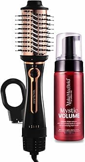Makemeebold 3-In-1 Hot Air Brush & Mystic Volume Hair Styling Foam(150Ml),Hair Dryer,Straightener,Volumizer|1200 Watts Blow Dryer Brush|Volumizing Foam For Fine Hair,Paraben-Free,Black