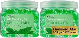 Odor Eliminator Gel - 12 oz, Pack of 2 - Air Freshener Made with Essential Oils - Eliminates Odors in Bathrooms, Cars, Boats, RVs & Pet Areas - Spring Rain Scent
