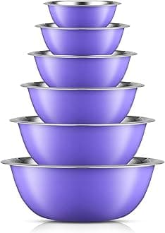JoyJolt Stainless Steel Mixing Bowl Set of 6-5qt to 0.5qt Nesting Bowls for Dough, Batter & Baking